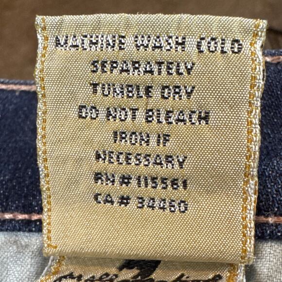 7 For All Mankind Dojo Crop Denim Jeans Wide Leg Size 28 Dark Wash Y2k Retro - Picture 8 of 9